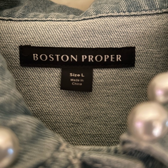 Boston Proper Embellished Jean Jacket. Size Large, New With Tags. - Picture 4 of 7